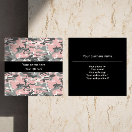 Rosa und graue Camouflage, Militär, Armee Quadratische Visitenkarte