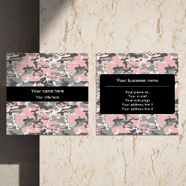 Rosa und graue Camouflage, Militär, Armee Quadratische Visitenkarte