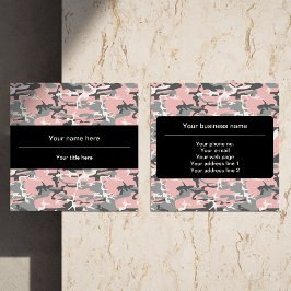 Rosa und graue Camouflage, Militär, Armee Quadratische Visitenkarte