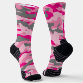 Rosa und graue Camouflage Socken