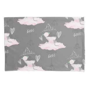 Rosa und Graue Couture-Ballerina-Mädchen-Schlafzim Kissenbezug