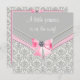 Rosa und graue Damask Pink Bow Princess Babydusche Einladung (Vorne/Hinten)