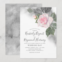 Rosa und graue Flora Wasserfarbe Elegante Hochzeit