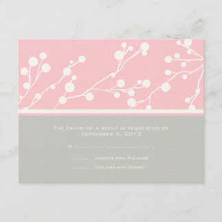 Rosa und graue Floral Monogram Wedding RSVP Karte