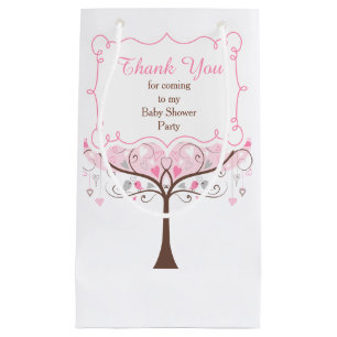 Rosa und graue florale Baby Shower Danksagung für Kleine Geschenktüte