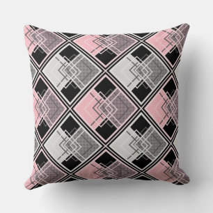 rosa und graue geometrische Patchwork #patchwork Kissen