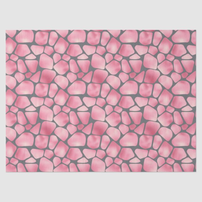 Rosa und graue Giraffe Print Decoupage Seidenpapier (Vorderseite)