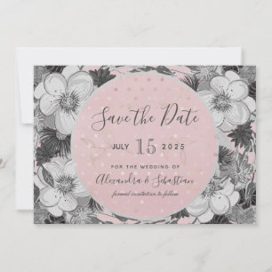 Rosa und graue Hochzeit speichern das Datum der Ei Save The Date