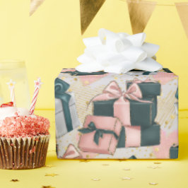 Rosa und graue Hübsche Wrapped Presets Birthday Geschenkpapier