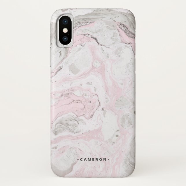 Rosa und graue Imitat Marmor Moderne Personalisier Case-Mate iPhone Hülle (Rückseite)