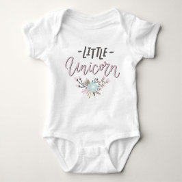 Rosa und graue kleine Einhornhandschrift mit Blume Baby Strampler