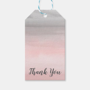 Rosa und graue moderne Wasserfarbe Ombre mit Erröt Geschenkanhänger