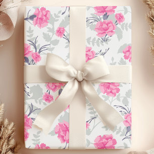 Rosa und graue Nelken-Blumenmuster Geschenkpapier