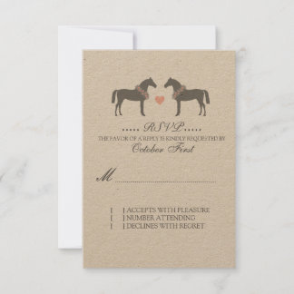 Rosa und graue Pferde Hochzeit RSVP Karte