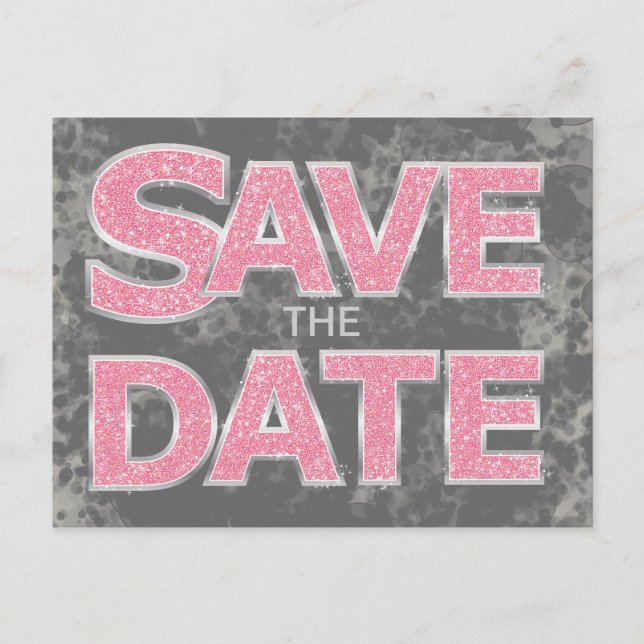 Rosa und graue Save the Date Postkarten (Vorderseite)