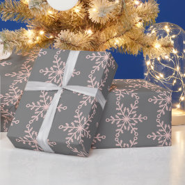 Rosa und graue Schneeflocken Papier für die Freize Geschenkpapier