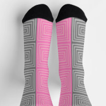 Rosa und graue Socken mit geometrischem Muster Uni