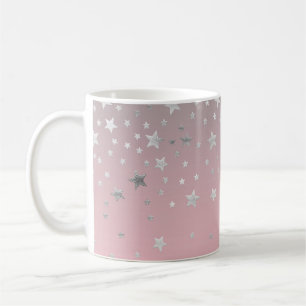 Rosa und graue Sterne stilvoll modern chic Kaffeetasse