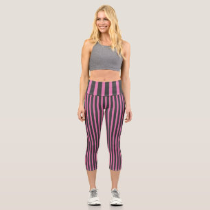 Rosa und graue Streifen Capri Leggings