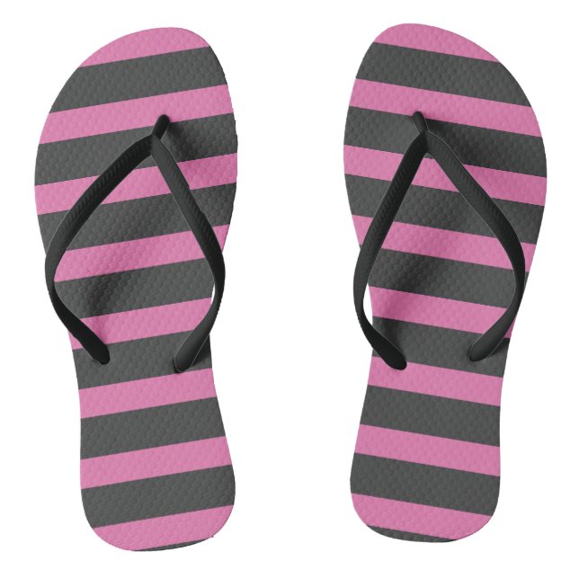 Rosa und graue Streifen Flip Flops (Fußbett)