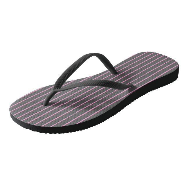 Rosa und graue Streifen Flip Flops (Schrägansicht)