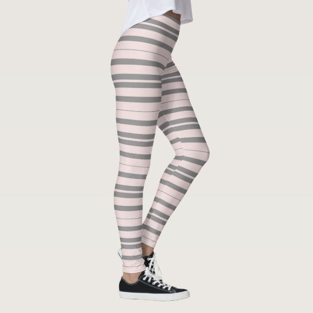 rosa und graue Streifen Leggings (Rechts)