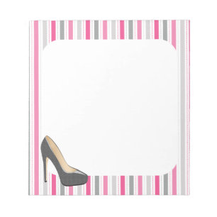 Rosa und graue Streifen mit grauem Stiletto Notizblock