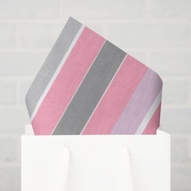 Rosa und graue Streifen Seidenpapier (Geschenk Tasche)
