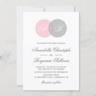 Rosa und Graue Venn-Diagramm-Hochzeitseinladung Einladung
