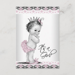 Rosa und graue Vintage Kindermädchendusche Einladung