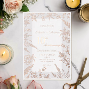 Rosa und Graue Wildblumen-Jubiläum Folieneinladung