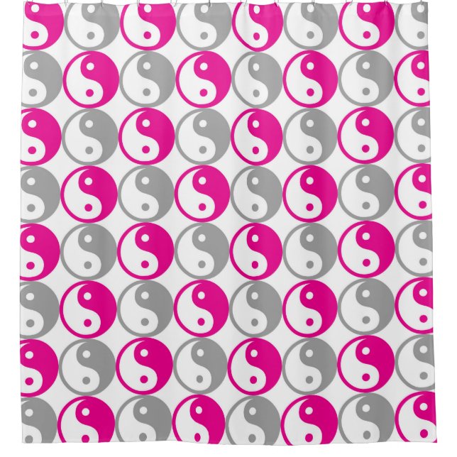 Rosa und graue Yin-Yang-Muster Duschvorhang (Vorderseite)