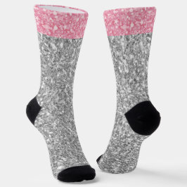 Rosa und grauer Glitzer Socken