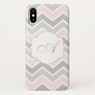 Rosa und grauer Zickzack-Zickzack Monogramm Case-Mate iPhone Hülle