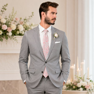 Rosa und graues Blumenrosenmuster-Halstuch Krawatte