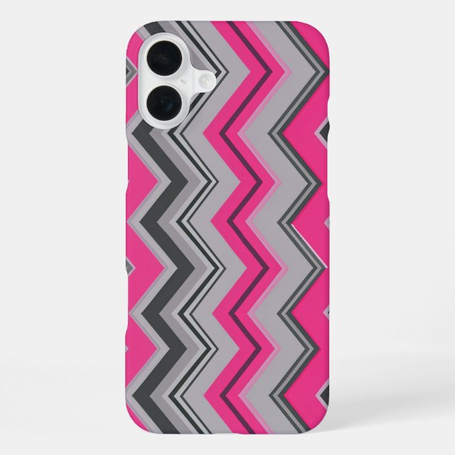 Rosa und graues Chevron-Design iPhone-Case iPhone Hülle (Rückseite)