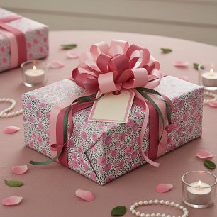 Rosa und graues Wasserfarben-Blumenmuster Geschenkpapier