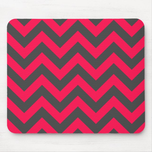 Rosa und graues Zickzack Neonmuster Mousepad (Vorne)