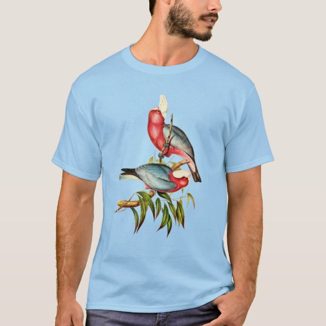 Rosa und Gray Galah Australian Bird Illustration T-Shirt (Vorderseite)
