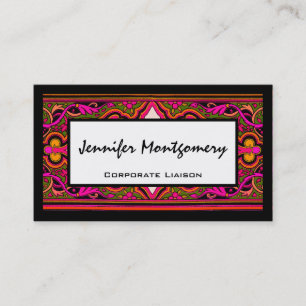 Rosa-und Grün-berufliche Geschäfts-mit Blumenkar Visitenkarte