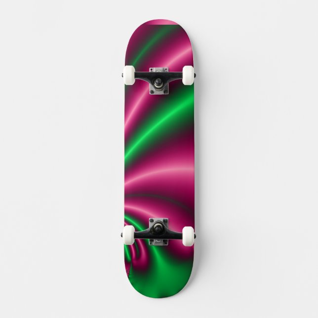 Rosa-und Grün-Blumenfluß Skateboard (Vorderseite)