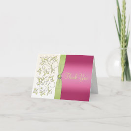 Rosa und grün Danke, Note Card Dankeskarte