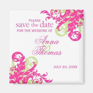 Rosa und grün Geblüht Datum speichern Magnet