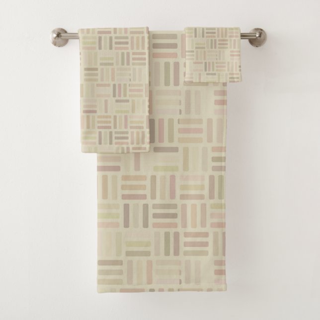 rosa und grün Geometrisch Badhandtuch Set (Insitu)