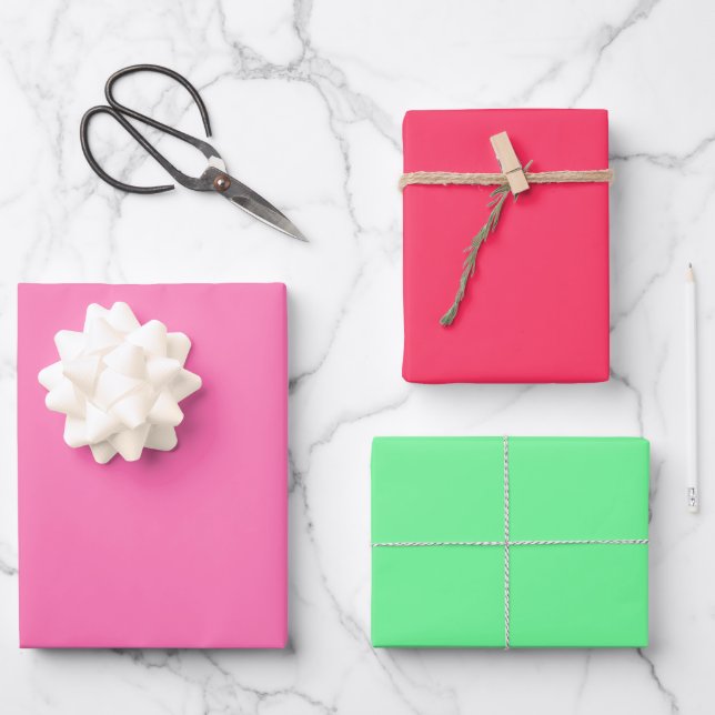 Rosa und Grün Geschenkpapier Set (Vorderseite)
