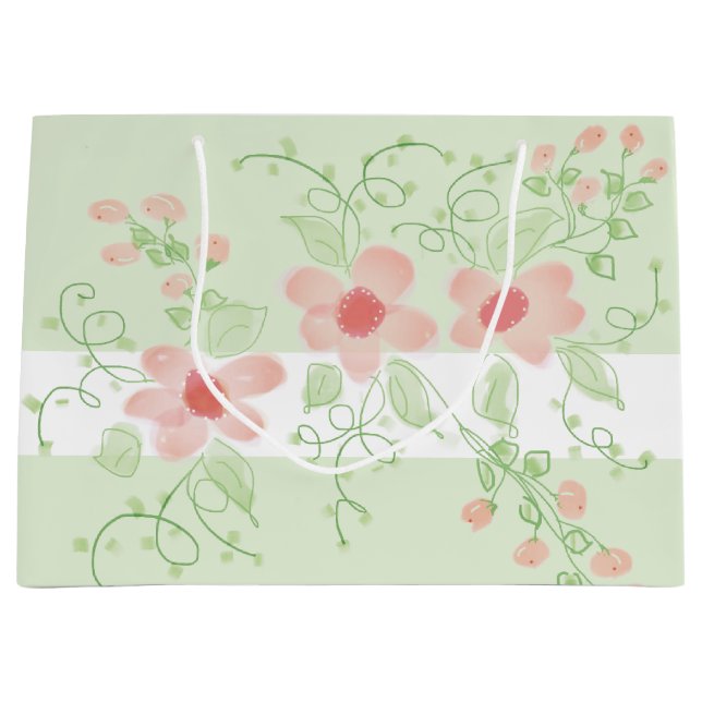 Rosa und Grün Große Geschenktüte (Vorderseite)