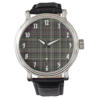 Rosa und grün Kariert Armbanduhr