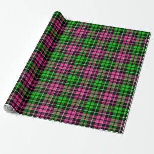Rosa und grün kariert Tartan Schwarz  Geschenkpapier