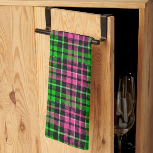 Rosa und grün kariert Tartan Schwarz Geschirrtuch