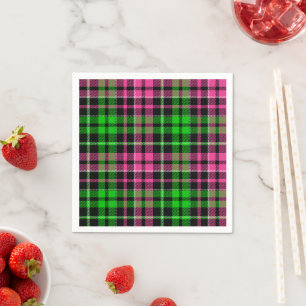 Rosa und grün kariert Tartan Schwarz Serviette